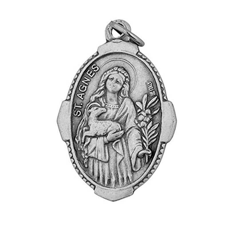 Venerare 1" Saint Agnes Medal with Prayer Card | Durable and Detailed Charm | Pendant Medal Carded with Prayer | Christian Jewelry - Image 3